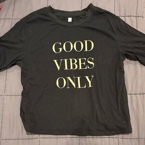 Fabletics Black Crop Top with White Text